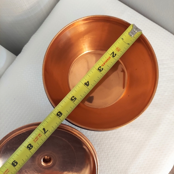 Vintage Copper Container W Lid Enamel Metal Round Floral Turkey - Picture 8 of 10